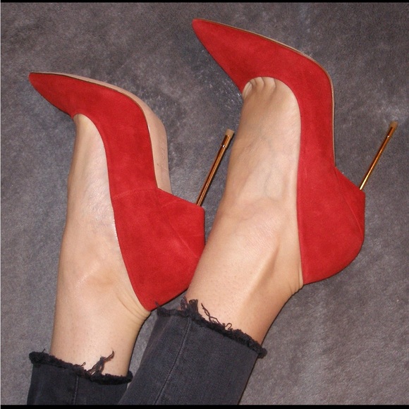 KURT GEIGER POINTED TOE “BRITTON” PUMPS, SZ IT/39 RED VELVET NIB!! - Picture 2 of 6